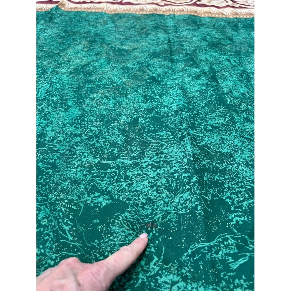 VTG 90s Dawson Home Fashions Shower Curtain Emerald Green Scroll Border